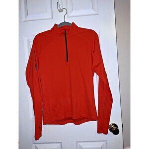 SUGOI Carbon Zip Orange 1/4 Zip Pullover Thumbhole Long Sleeve Top Sz M